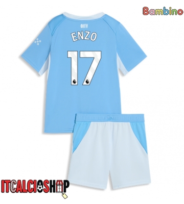 Manchester City Enzo Fernandez #17 Prima Maglia Bambino 2026-27 Manica Corta (+ Pantaloni corti)